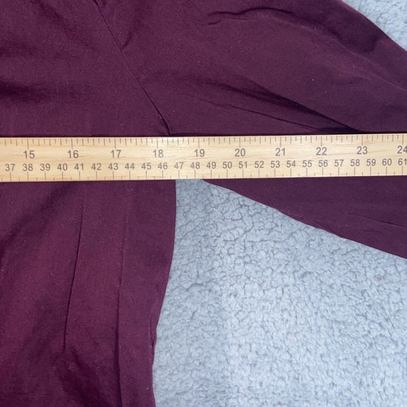 Chico's Button Up Top Womens 1 Burgundy Casual Collared Long Sleeve Cutout - Picture 6 of 11